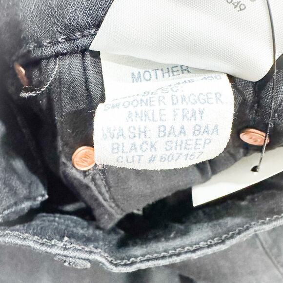 Mother The Swooner Dagger Ankle Fray Baa Baa Black Sheep Lace Denim Jean Size 25 - Picture 8 of 9